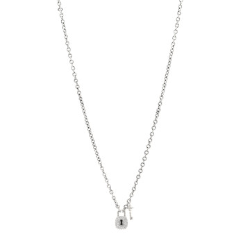DAVID YURMAN Sterling Silver Diamond Cable Collectibles Lock and Key Charm Pendant Necklace