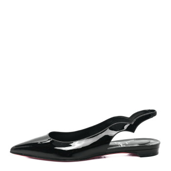 CHRISTIAN LOUBOUTIN Patent Hot Chickita Slingback Flats 37.5 Black