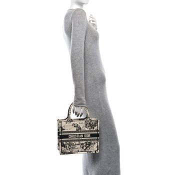CHRISTIAN DIOR Canvas Embroidered Small Zodiac Toile De Jouy Book Tote Latte