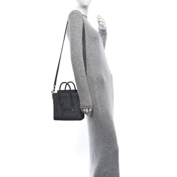 CELINE Drummed Calfskin Nano Luggage Kohl