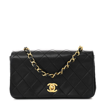 CHANEL Lambskin Quilted Small Single Flap Black