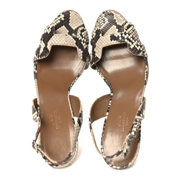 HERMES Snakeskin Night 70 Sandals 38.5 Granit