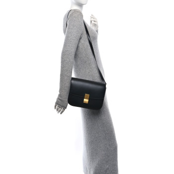 CELINE Box Calfskin Medium Classic Box Flap Bag Black