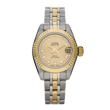 TUDOR Stainless Steel 18K Yellow Gold Diamond 23mm Princess Date Automatic Watch Champagne 92513
