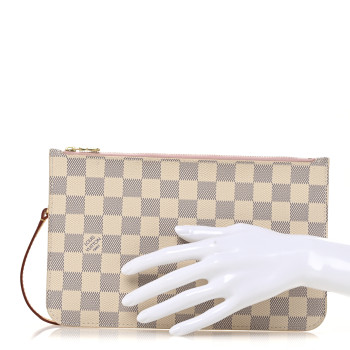 LOUIS VUITTON Damier Azur Neverfull MM GM Pochette Rose Ballerine