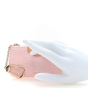 LOUIS VUITTON Monogram Denim Key Pouch Washed Pink