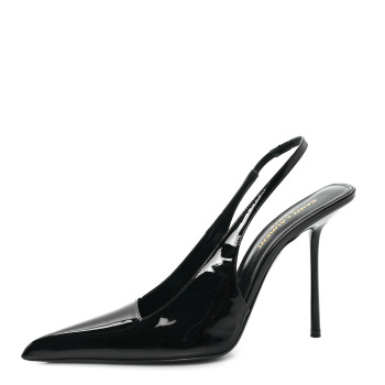 SAINT LAURENT Vernice Grupy Kiss 105 Slingback Pumps 37 Black