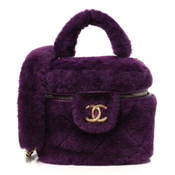 CHANEL Shearling Lambskin Quilted Small Vanity Case Purple