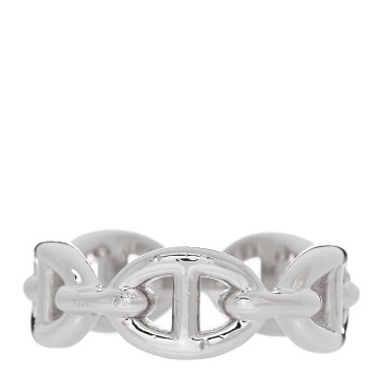 HERMES Sterling Silver PM Chaine d'Ancre Enchainee Band Ring 52 6
