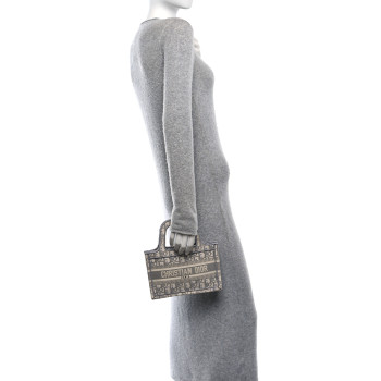 CHRISTIAN DIOR Oblique Mini Book Tote Grey Multicolor