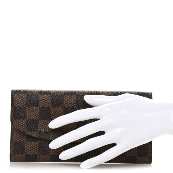 LOUIS VUITTON Damier Ebene Emilie Wallet Red