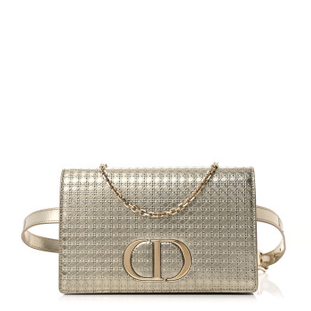 CHRISTIAN DIOR Metallic Patent Micro-Cannage 30 Montaigne 2 in 1 Pouch Gold