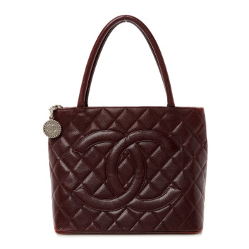 CHANEL Caviar Quilted Medallion Tote Bordeaux