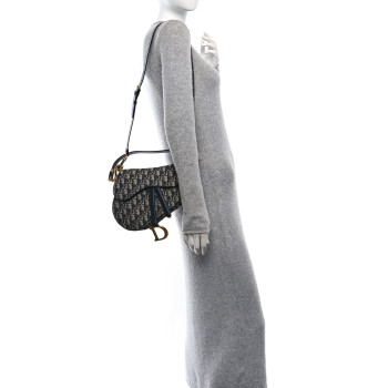 CHRISTIAN DIOR Oblique Saddle Bag With Strap Blue