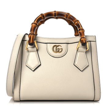 GUCCI Wonka Grain Calfskin Mini Diana Tote Bag Mystic White