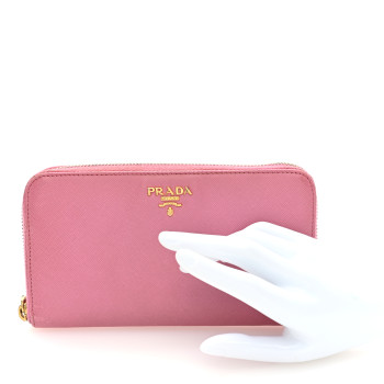 PRADA Saffiano Metal Zip Around Wallet Begonia