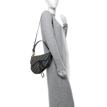 CHRISTIAN DIOR Oblique Saddle Bag With Strap Blue