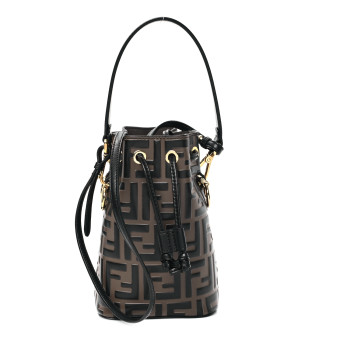 FENDI Vitello Liberty F is Fendi Bi-Color FF 1974 Embossed Mini Mon Tresor Bucket Bag Maya Black