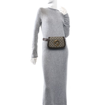 GUCCI GG Supreme Monogram Textured Dollar Calfskin Blondie Belt Bag 90 36 Beige Ebony New Acero