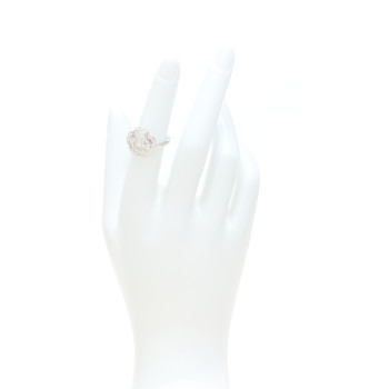 CHANEL 18K White Gold Diamond Small Bouton de Camelia Ring 50 5.25