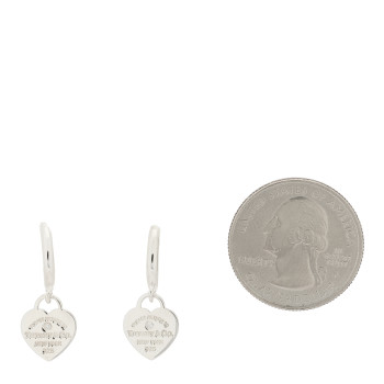 TIFFANY Sterling Silver Diamond Mini Return To Tiffany Heart Hoop Earrings