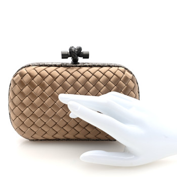 BOTTEGA VENETA Satin Intreccio Impero Ayers Knot Clutch Blush