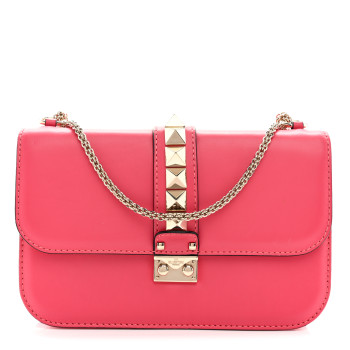 VALENTINO GARAVANI Vitello Medium Glam Lock Rockstud Flap Deep Rose