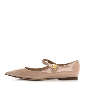 VALENTINO GARAVANI Patent Tiptoe Ballerina Flats 37 Rose Cannelle