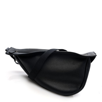 THE ROW Grained Calfskin Large Slouchy Banana Bag Black