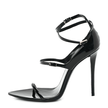 SAINT LAURENT Vernice Grupy Dita 110 Sandals 38.5 Black