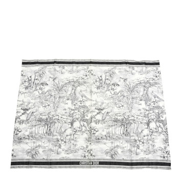 CHRISTIAN DIOR Cotton Toile De Jouy Scarf Black White