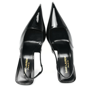 SAINT LAURENT Vernice Grupy Kiss 105 Slingback Pumps 37 Black