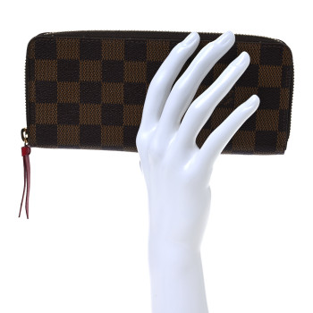 LOUIS VUITTON Damier Ebene Clemence Wallet Cherry