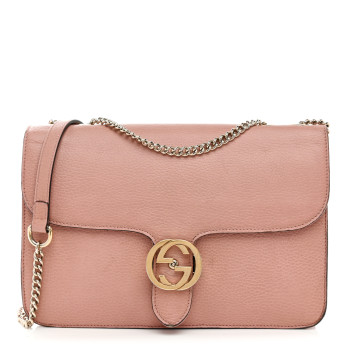 GUCCI Dollar Calfskin Interlocking G Shoulder Bag Soft Pink