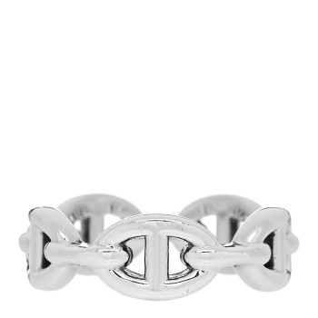 HERMES Sterling Silver PM Chaine d'Ancre Enchainee Band Ring 55 7.25