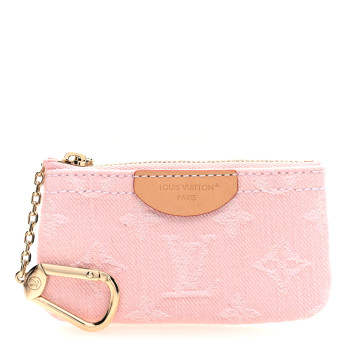 LOUIS VUITTON Monogram Denim Key Pouch Washed Pink