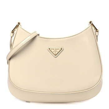 PRADA Spazzolato Cleo Adjustable Strap Shoulder Bag Avorio
