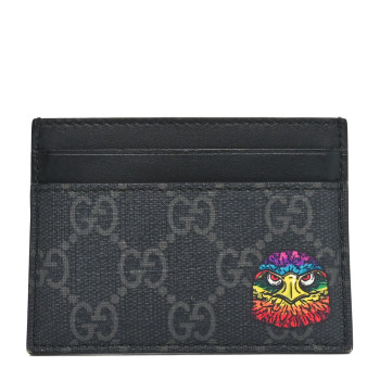 GUCCI GG Supreme Monogram Eagle Print Card Holder Black Grey