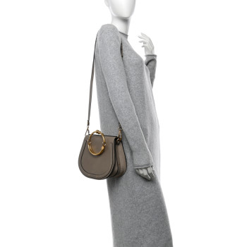 CHLOE Calfskin Suede Medium Nile Bracelet Bag Motty Grey