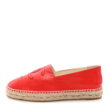 CHANEL Lambskin CC Espadrilles 40 Red