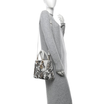 CHRISTIAN DIOR Calfskin Toile de Jouy Beaded Sequin Embroidered Medium Mexico Lady Dior White Multicolor