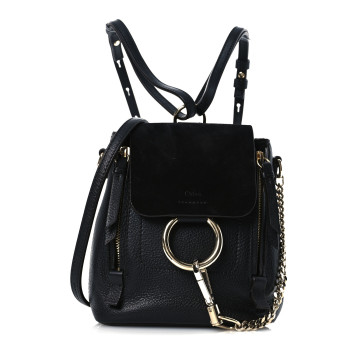 CHLOE Suede Calfskin Mini Faye Backpack Black