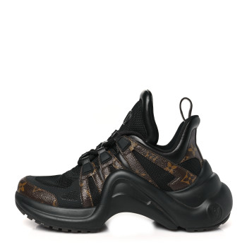 LOUIS VUITTON Calfskin Patent Monogram LV Archlight Sneakers 37.5 Black