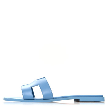 HERMES Box Calfskin Oran Sandals 42 Bleu Cameo