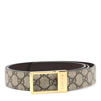 GUCCI Supreme Monogram Calfskin Rectangular Belt 120 48 Brown