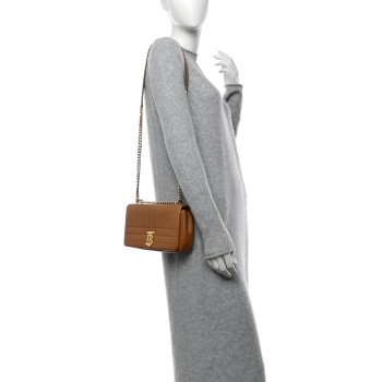 BURBERRY Lambskin Quilted Small Lola Bag Maple Brown