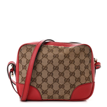 GUCCI Monogram Mini Bree Messenger Bag Red