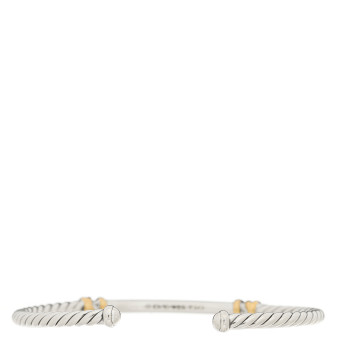 DAVID YURMAN Sterling Silver 18K Yellow Gold Diamond Petite Helena Classic Cable Station Bracelet