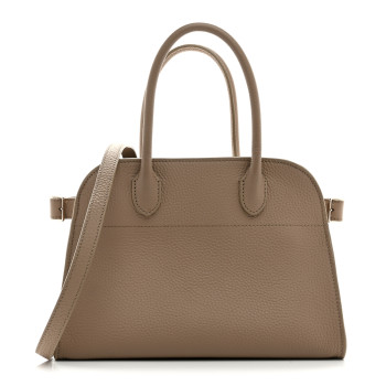 THE ROW Grained Calfskin Soft Margaux 10 Bag Dark Taupe