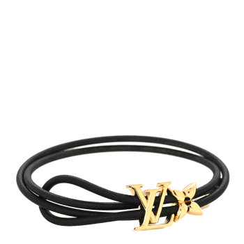LOUIS VUITTON Calfskin LV Bloom Bracelet Black